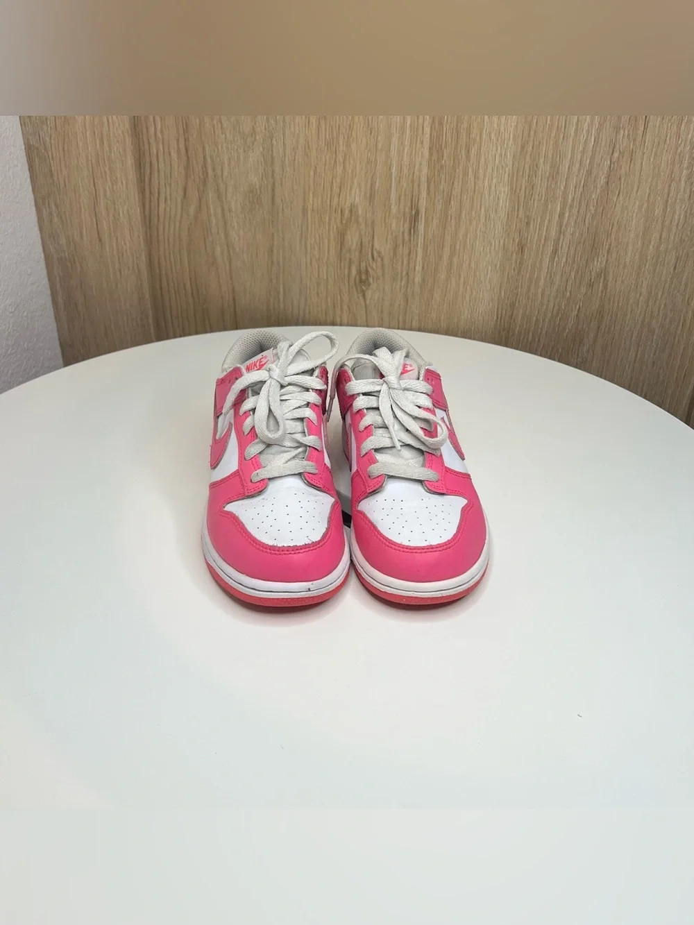 Nike Dunk Low Shoes Girls Size 2Y White Pink Leather Sneakers FB9108-102